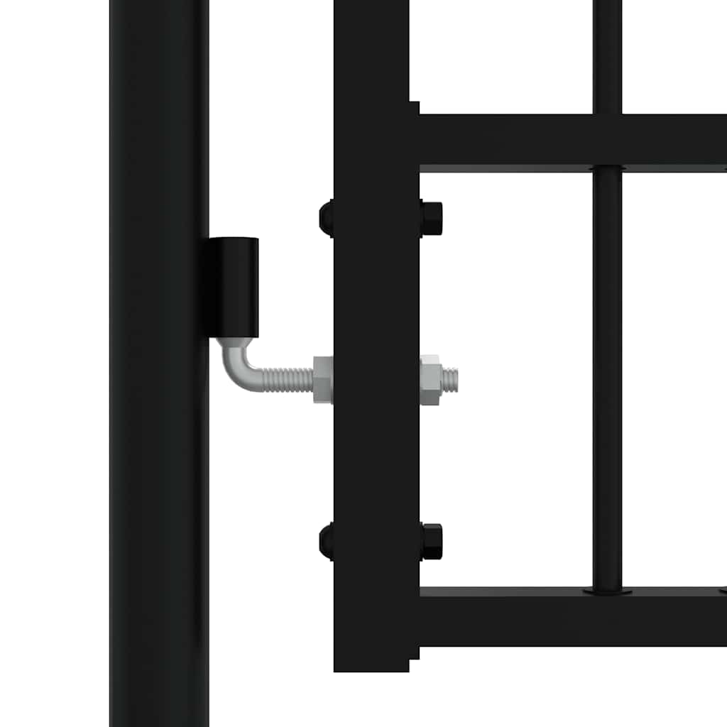 Fence Gate KAMPEN with Spear Top Black 302x78 cm Steel