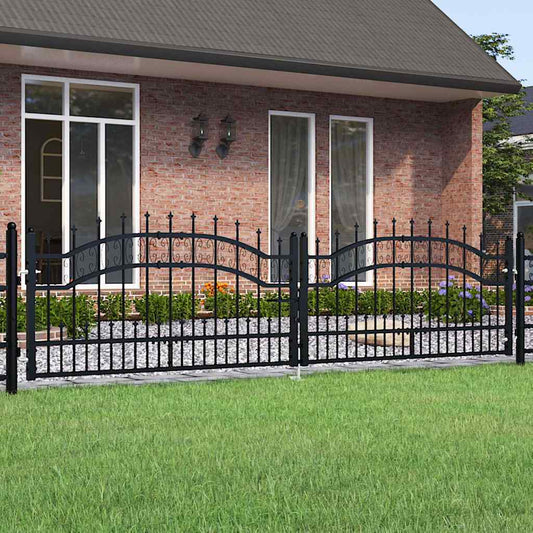 Fence Gate "KAMPEN" with Spear Top Black 302x78 cm Steel
