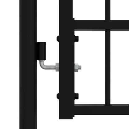 Fence Gate "KAMPEN" with Spear Top Black 302x100 cm Steel