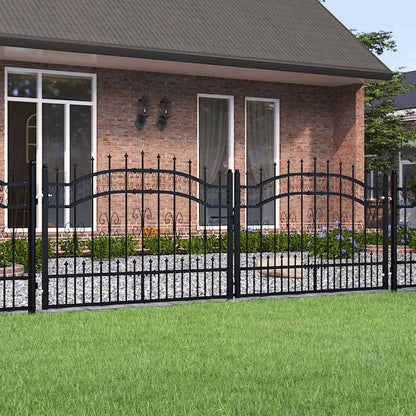 Fence Gate "KAMPEN" with Spear Top Black 302x100 cm Steel