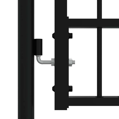 Fence Gate "KAMPEN" with Spear Top Black 302x125 cm Steel