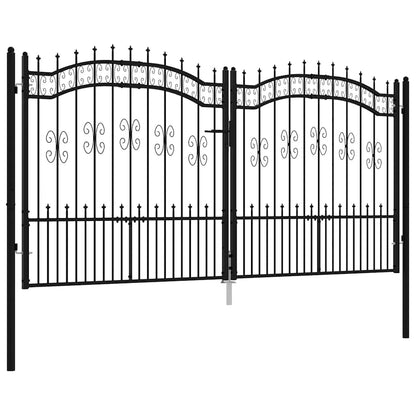 Fence Gate "KAMPEN" with Spear Top Black 302x150 cm Steel