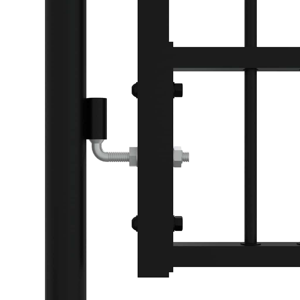 Fence Gate KAMPEN with Spear Top Black 302x172 cm Steel