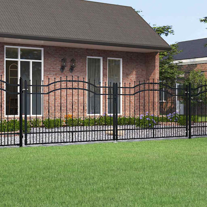 Fence Gate "KAMPEN" with Spear Top Black 394,5x125 cm Steel