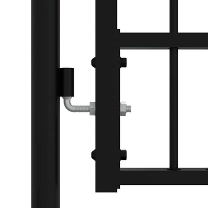 Fence Gate "KAMPEN" with Spear Top Black 394,5x150 cm Steel