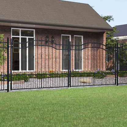 Fence Gate "KAMPEN" with Spear Top Black 394,5x150 cm Steel