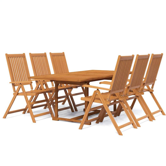 7 Piece Garden Dining Set Solid Wood Acacia 150-200 cm