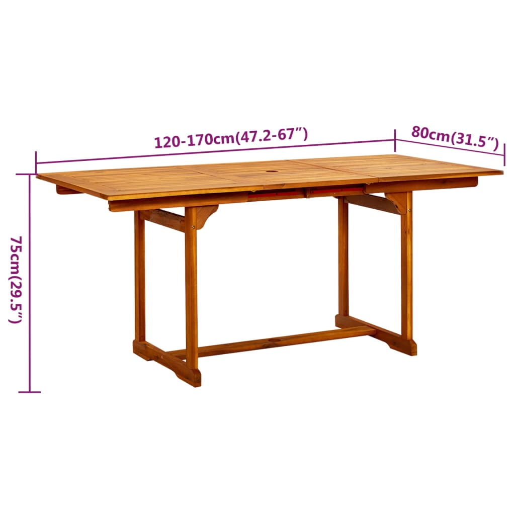 Garden Dining Set | Natural Wood | Solid Acacia Wood | 5 Piece Set