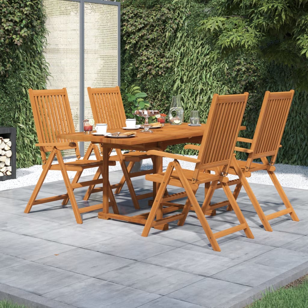 Garden Dining Set | Natural Wood | Solid Acacia Wood | 5 Piece Set