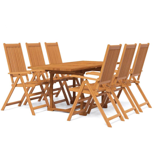 7 Piece Garden Dining Set Solid Wood Acacia 120-170 cm