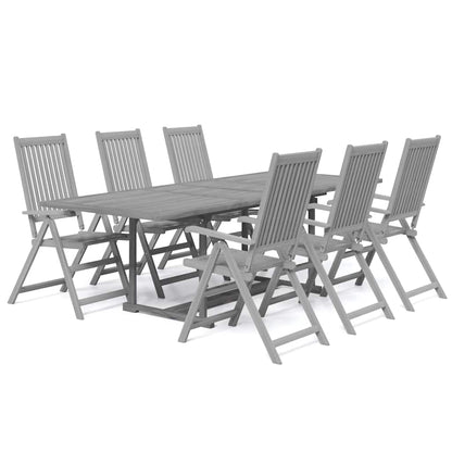Garden Dining Set | Grey | Solid acacia wood | 7-Piece | Foldable