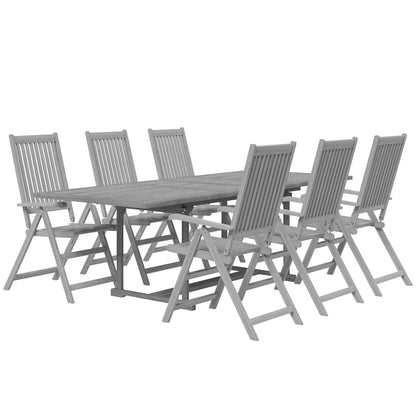 Garden Dining Set | Grey | Solid acacia wood | 7-Piece | Foldable