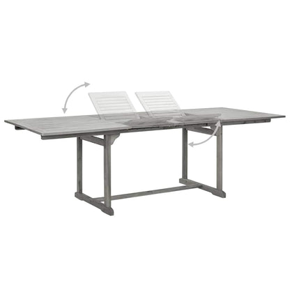 Garden Dining Set | Grey | Solid acacia wood | 7-Piece | Foldable