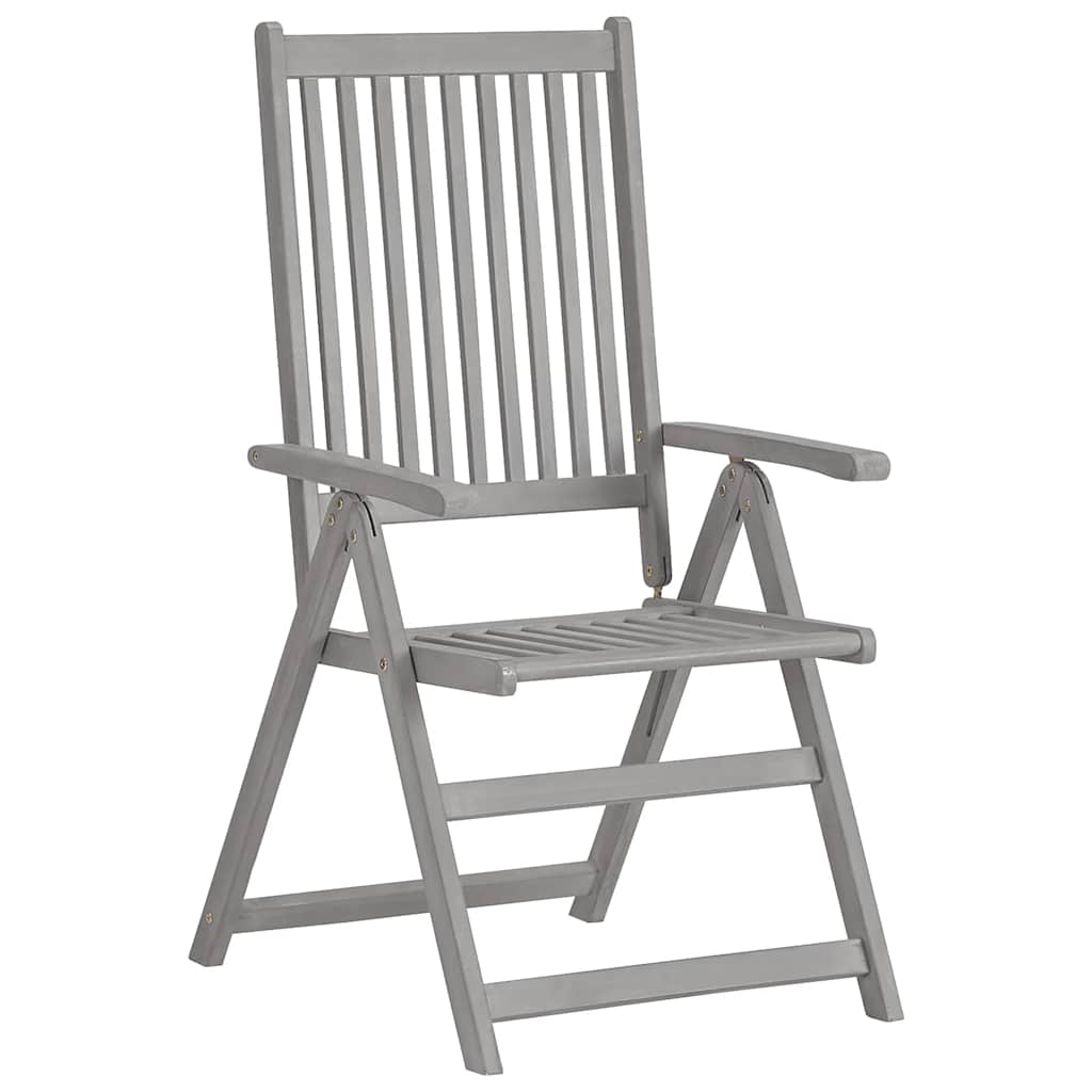 Garden Dining Set | Grey | Solid acacia wood | 7-Piece | Foldable