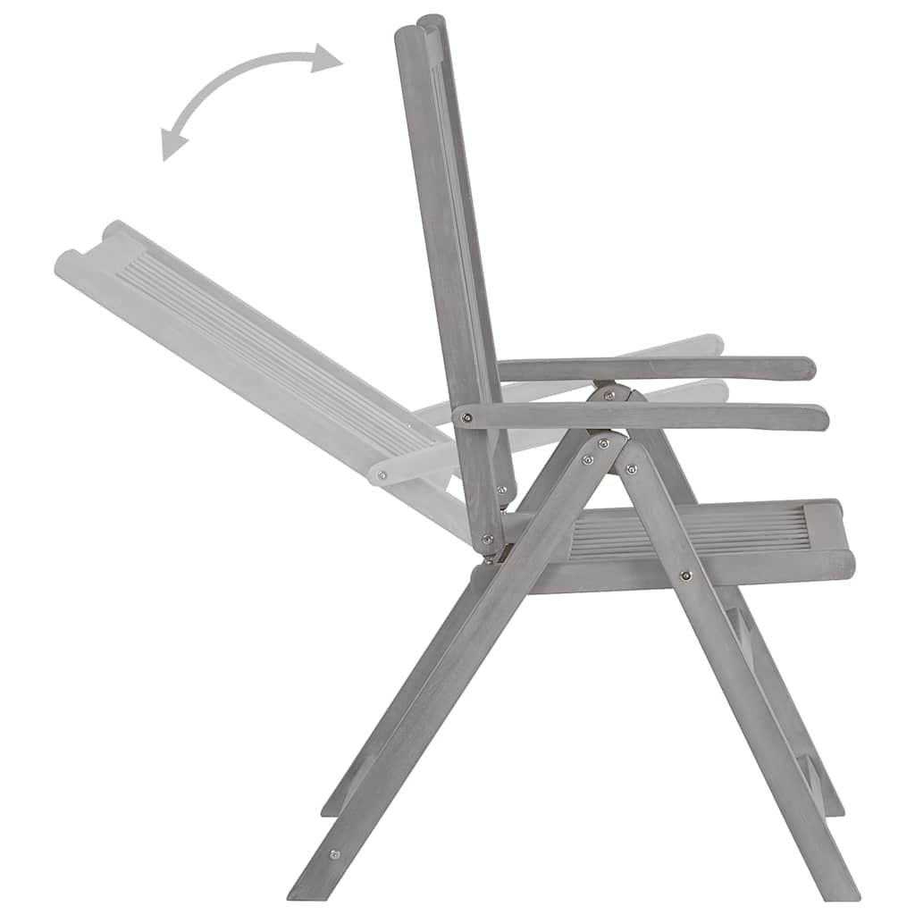 Garden Dining Set | Grey | Solid acacia wood | 7-Piece | Foldable