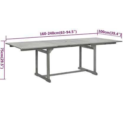 Garden Dining Set | Grey | Solid acacia wood | 7-Piece | Foldable