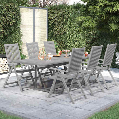 Garden Dining Set | Grey | Solid acacia wood | 7-Piece | Foldable