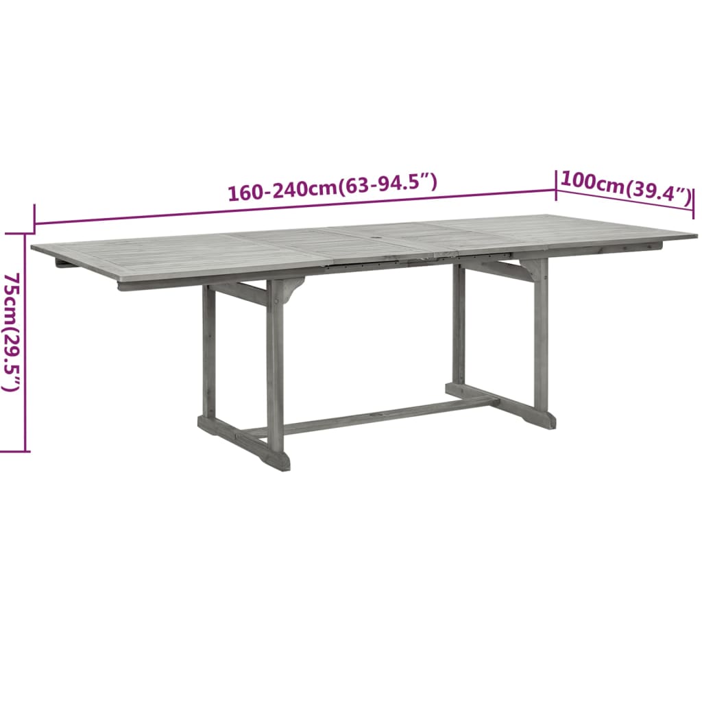 Garden Dining Set | Grey | Solid acacia wood | Standard |  Extendable