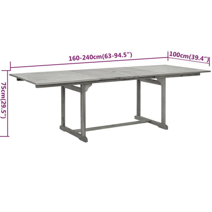 Garden Dining Set | Grey | Solid acacia wood | Standard |  Extendable