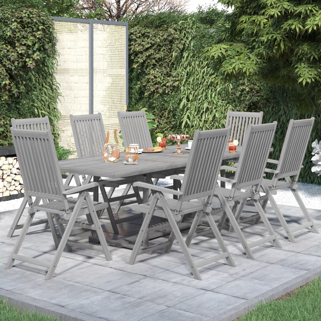 Garden Dining Set | Grey | Solid acacia wood | Standard |  Extendable