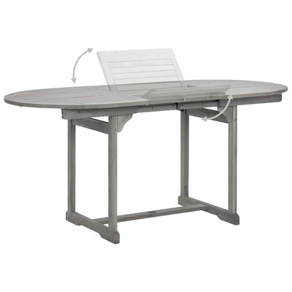 Garden Dining Set | Grey | Solid acacia wood | Medium | Extendable
