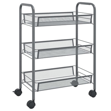 3-Tier Kitchen Trolley Grey 46x26x64 cm Iron