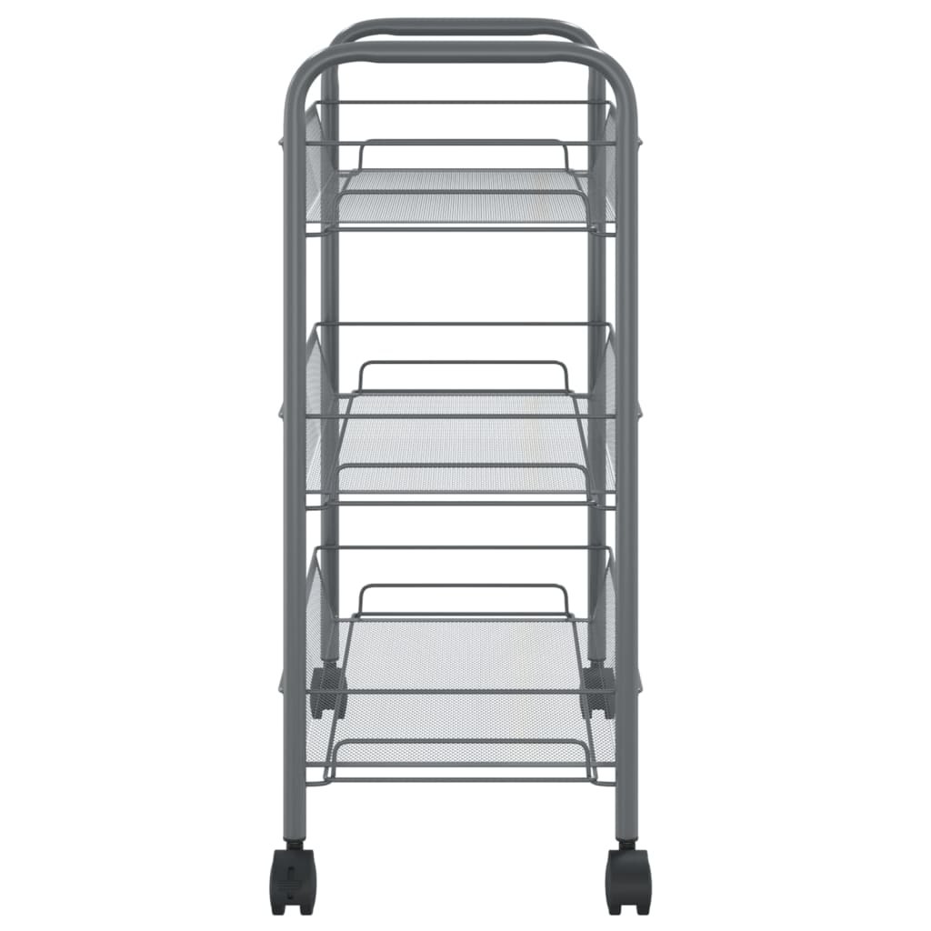 3-Tier Kitchen Trolley Grey 46x26x64 cm Iron