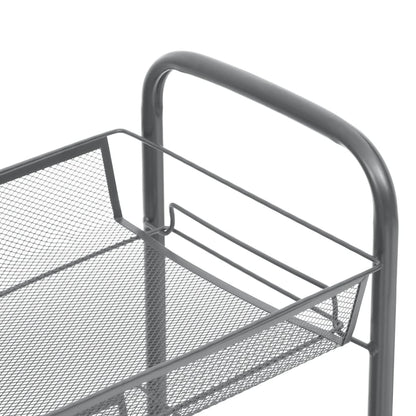 3-Tier Kitchen Trolley Grey 46x26x64 cm Iron