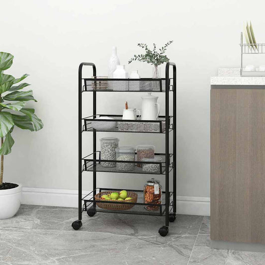 4-Tier Kitchen Trolley Black 46x26x85 cm Iron