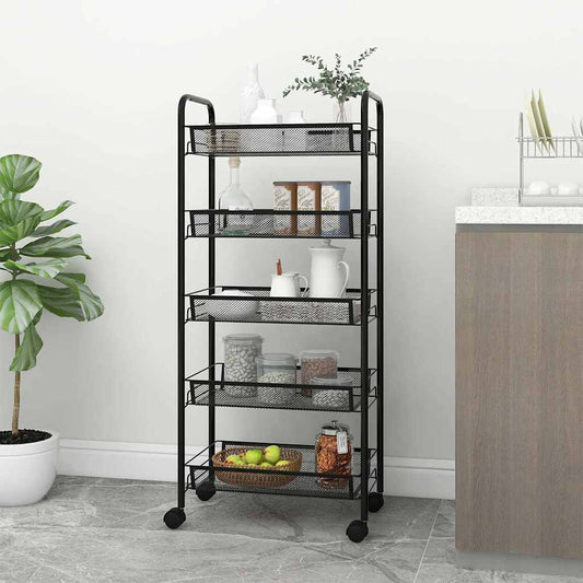 5-Tier Kitchen Trolley Black 46x26x105 cm Iron