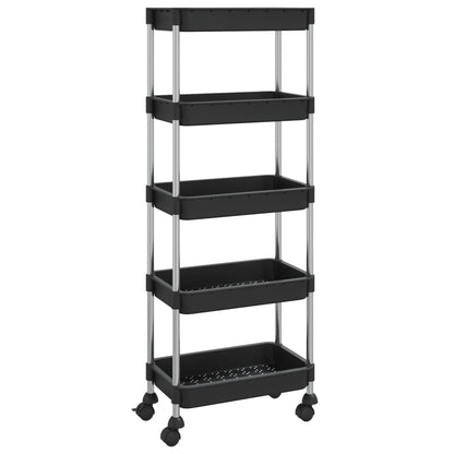 5-Tier Kitchen Trolley Black 42x29x128 cm Iron and ABS