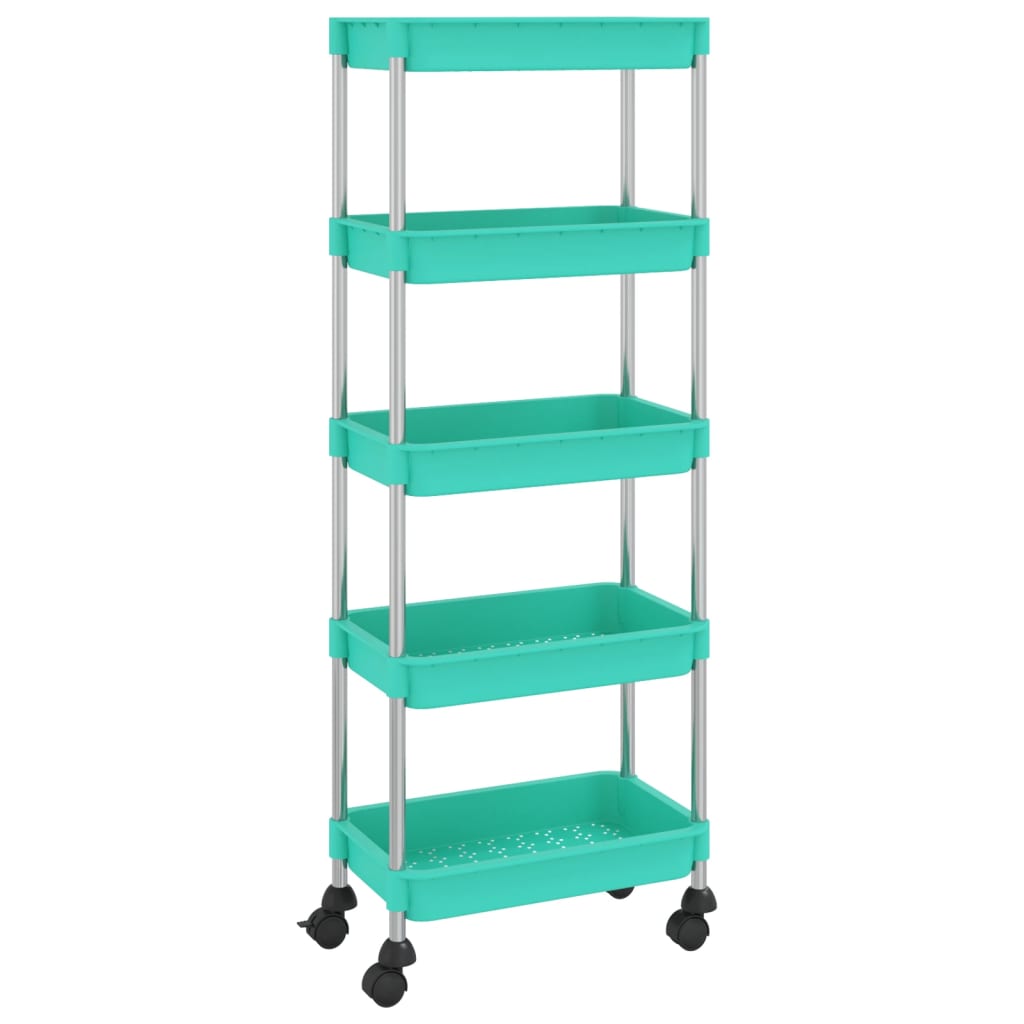 5-Tier Kitchen Trolley Turquoise 42x29x128 cm Iron and ABS