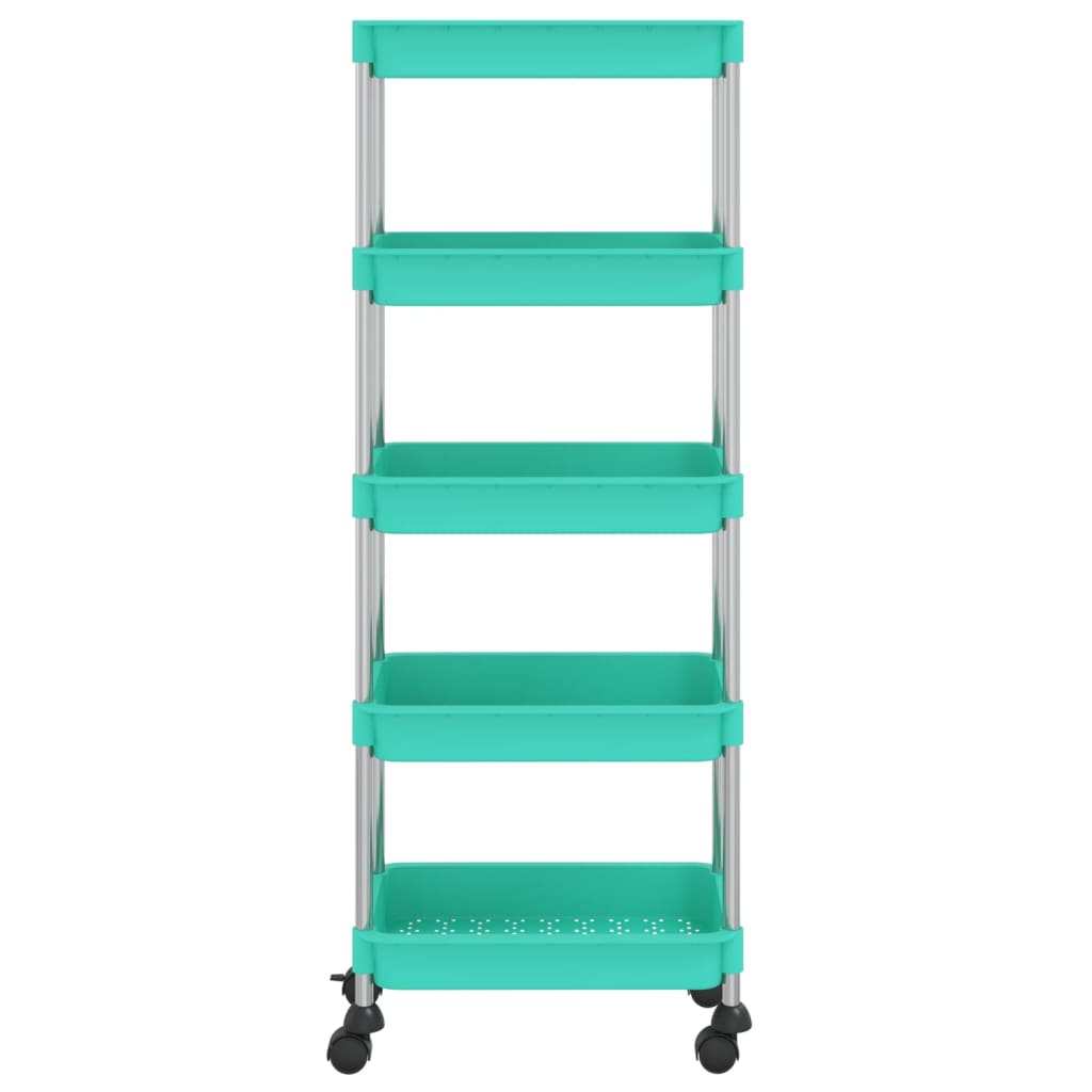 5-Tier Kitchen Trolley Turquoise 42x29x128 cm Iron and ABS