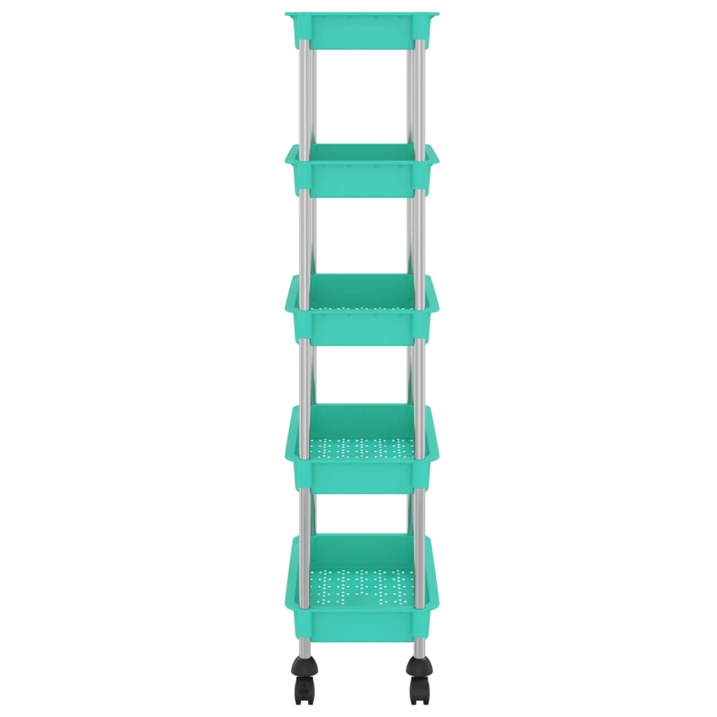 5-Tier Kitchen Trolley Turquoise 42x29x128 cm Iron and ABS