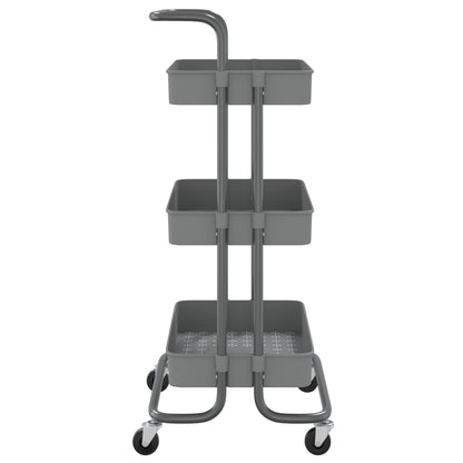 3-Tier Kitchen Trolley Grey 42x35x85 cm Iron and ABS