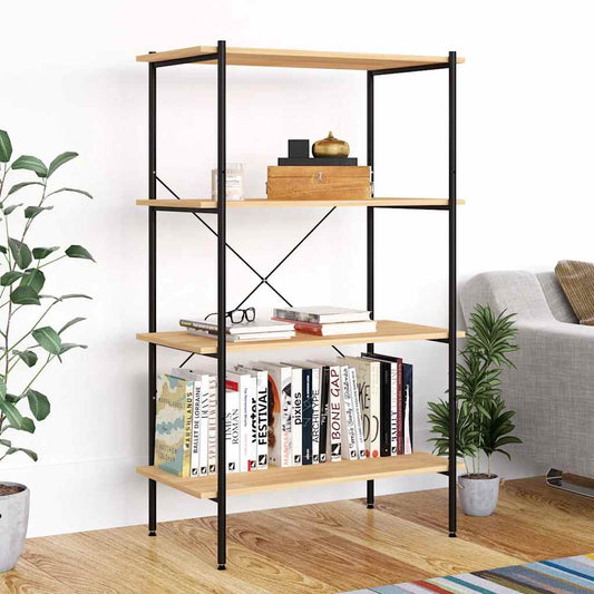 Shelving Unit | Black and Oak | Engineered wood, Steel | Medium