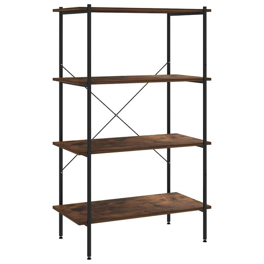 Shelving Unit | Black and natural wood | Engineered wood, Steel | Medium