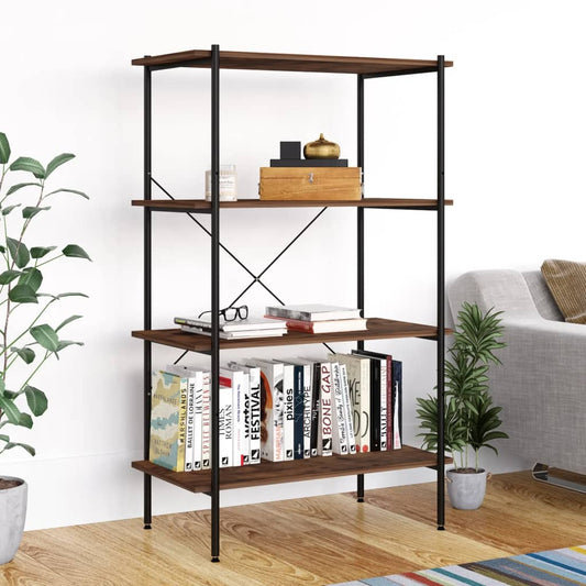Shelving Unit | Black and natural wood | Engineered wood, Steel | Medium