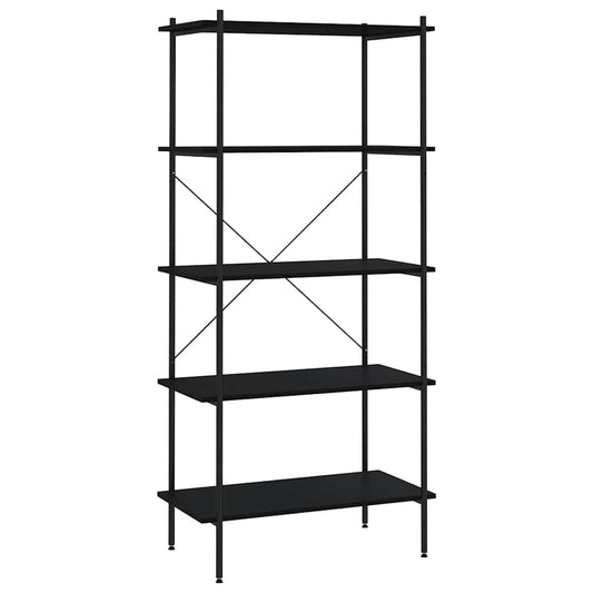 Shelving Unit | Black | Engineered wood, Steel | 80x40x163 cm | Shelving