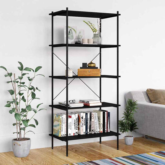 Shelving Unit | Black | Engineered wood, Steel | 80x40x163 cm | Shelving