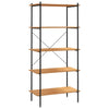 5-Tier Shelving Unit Black and Oak 80x40x163 cm