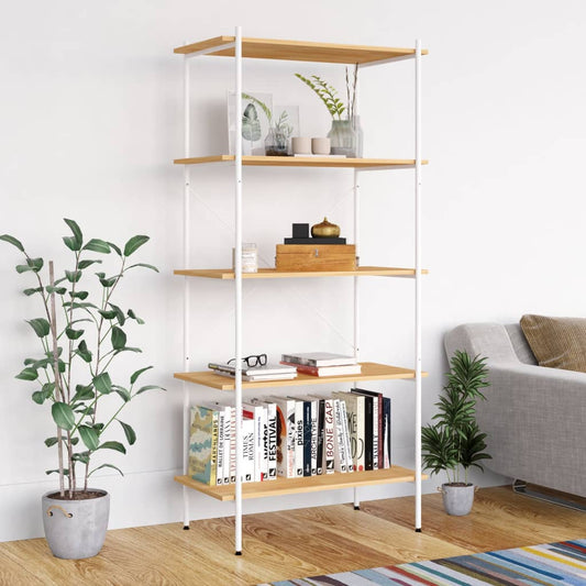 Shelving Unit | White and oak | Engineered wood, steel | 80 x 40 x 163 cm