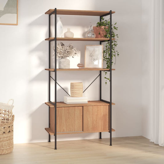 Shelving Unit With Cabinet | Light brown and black