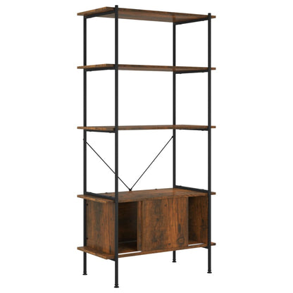 5-Tier Shelving Unit with Cabinet 80x40x163 cm Steel and Engineered Wood