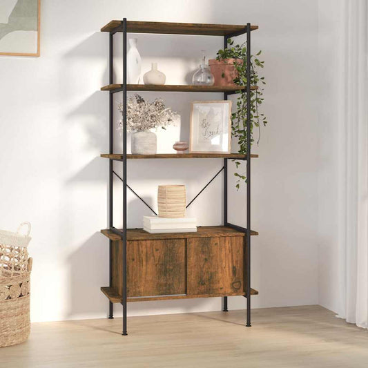 Shelf Unit With Cabinet | Dark Brown and Black