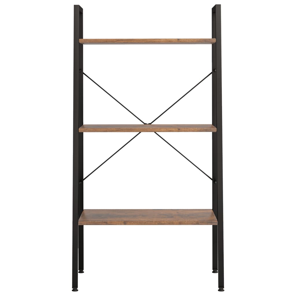 3-Tier Standing Shelf Dark Brown and Black 56x35x108 cm