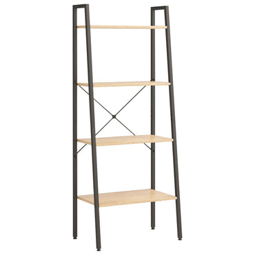 4-Tier Standing Shelf Light Brown and Black 56x35x140 cm