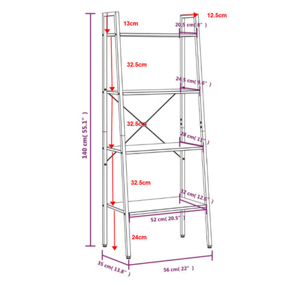 4-Tier Standing Shelf Light Brown and Black 56x35x140 cm