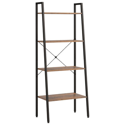 4-Tier Standing Shelf Dark Brown and Black 56x35x140 cm