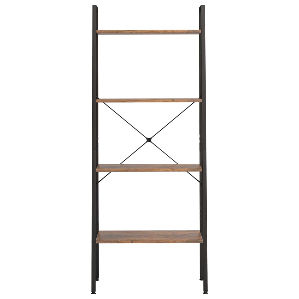 4-Tier Standing Shelf Dark Brown and Black 56x35x140 cm